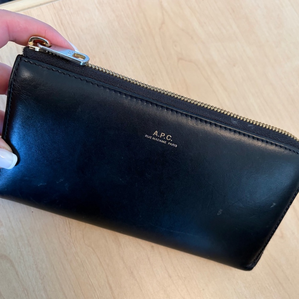 A.P.C. Black Leather long wallet